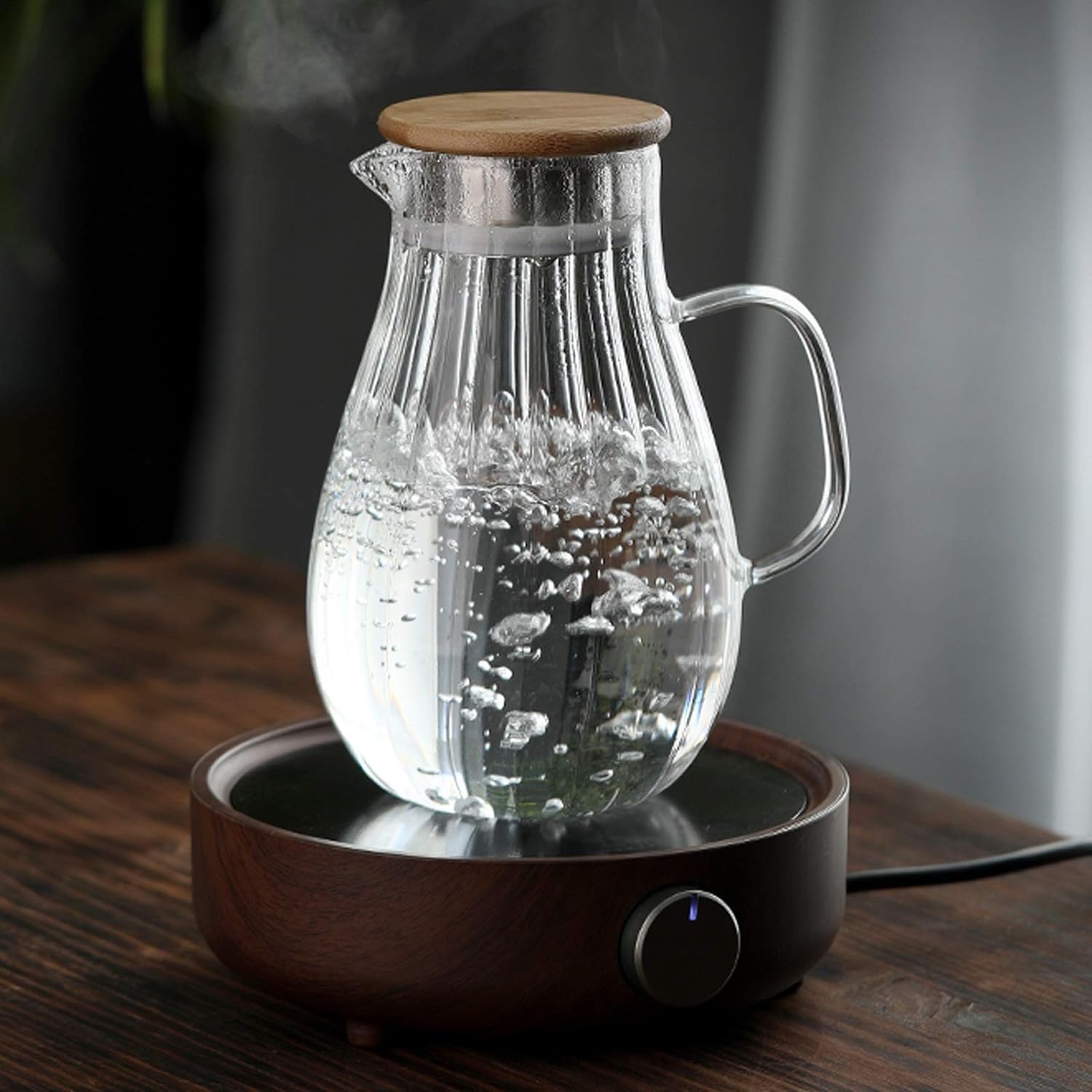 Wasserkaraffe 1,7 l Wasserkrug, Hochtemperatur-Wasserkocher aus Borosilikatglas, Eistee-Krug für Kaffee/Saft/hausgemachte Getränke Getränkespender