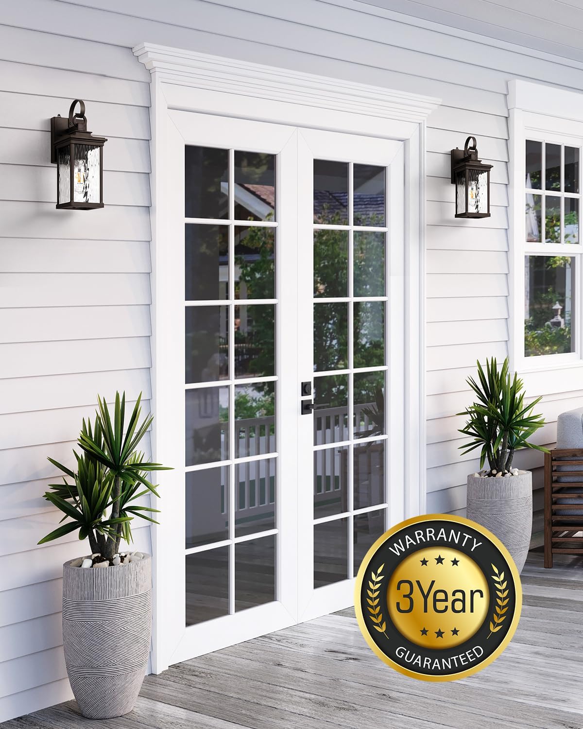 VIANIS 2 Pack Dusk to Dawn Outdoor Wall Sconce, Oil Rubbed Bronze Farmhouse Exterior Lighting Fixtures Wall Mount for House, 100% Aluminum Waterproof Outside Porch Light for Garage Patio