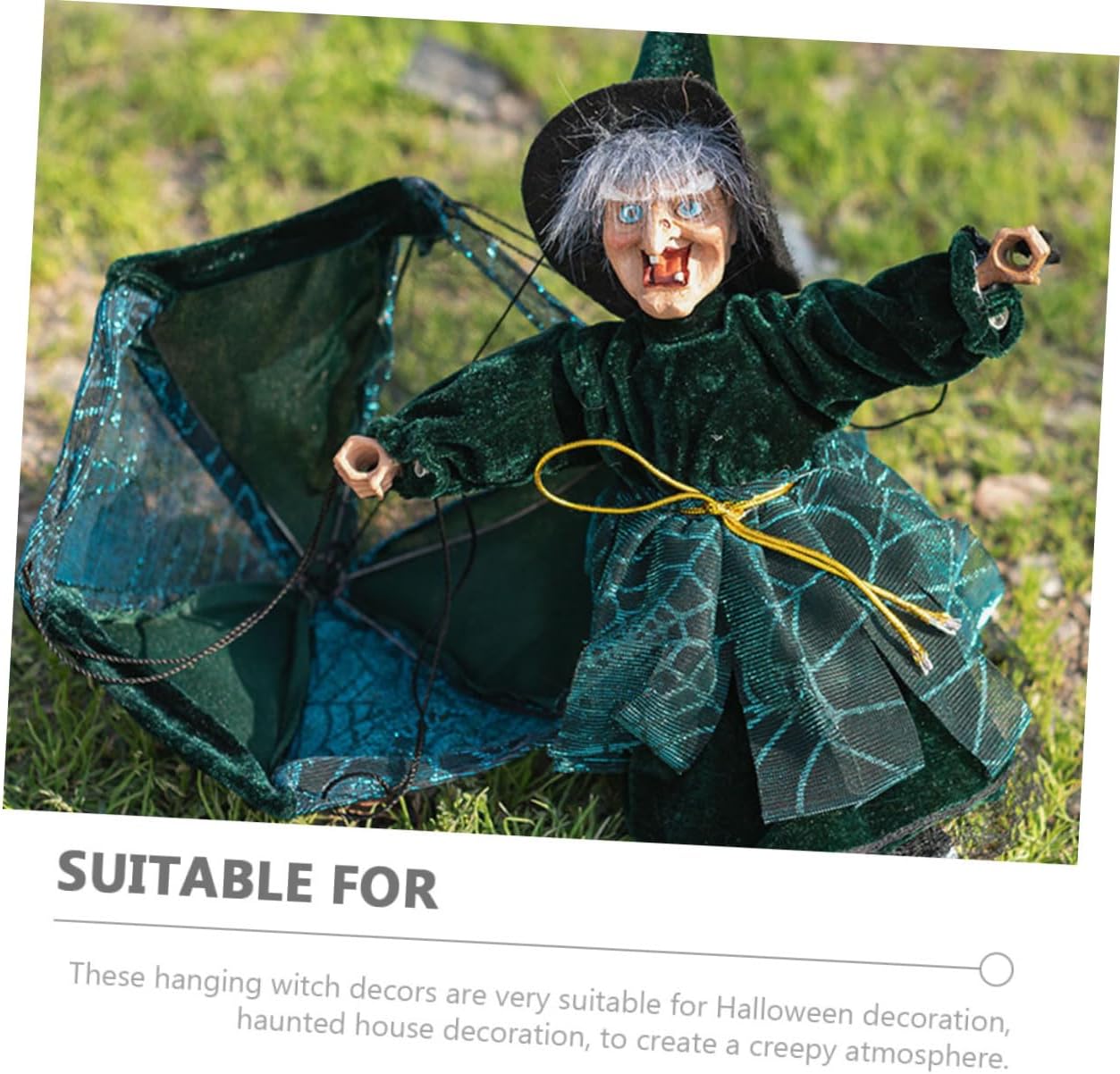 SHOWERORO 鮮やかなハロウィン魔女吊り下げ装飾 3個入り 布製プラスチック製魔女飾り ハロウィンパーティーの飾りに電池不要