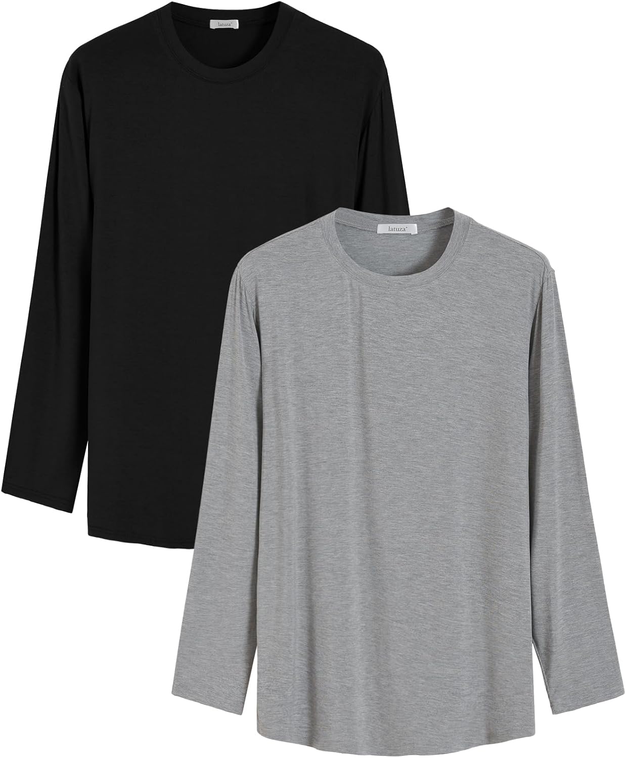 Latuza Men's Bamboo Viscose T-Shirts Long Sleeve Crewneck Tees 2 Pack