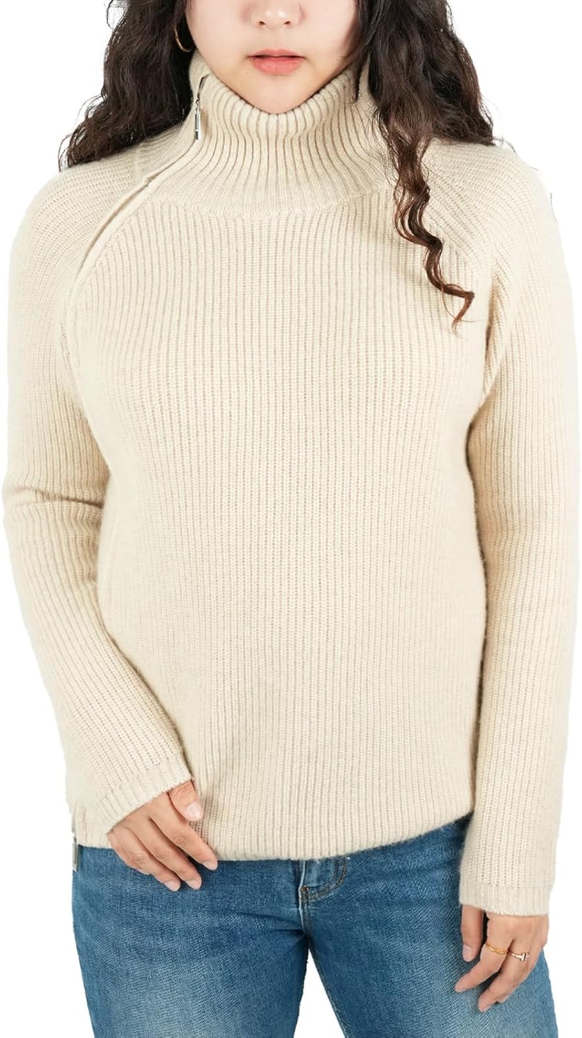 Swgsdh&Hyls Women's Convertible High Neck Sweater with Side Zip|Wool&Cashmere|Casual&Chic from Office to Weekend - Image 3