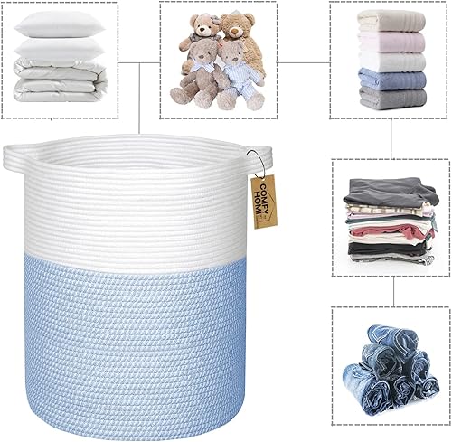 Miniatura 6 de COMFY-HOMI XXL Large Laundry Basket with Handles Blanket Baskets Living Room Woven Cotton Rope Decorative Basket Laundry Hamper Baby Basket Nursery