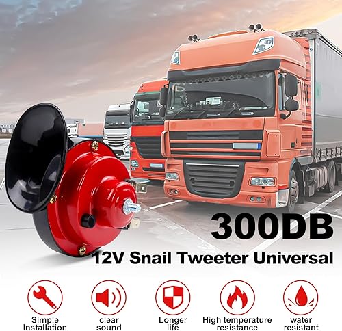 Miniatura 5 de Paquete de 2 bocinas de tren para automóvil, bocina de tren de 300 dB para camión, bocinas de automóvil de 12 V de alto, accesorios exteriores