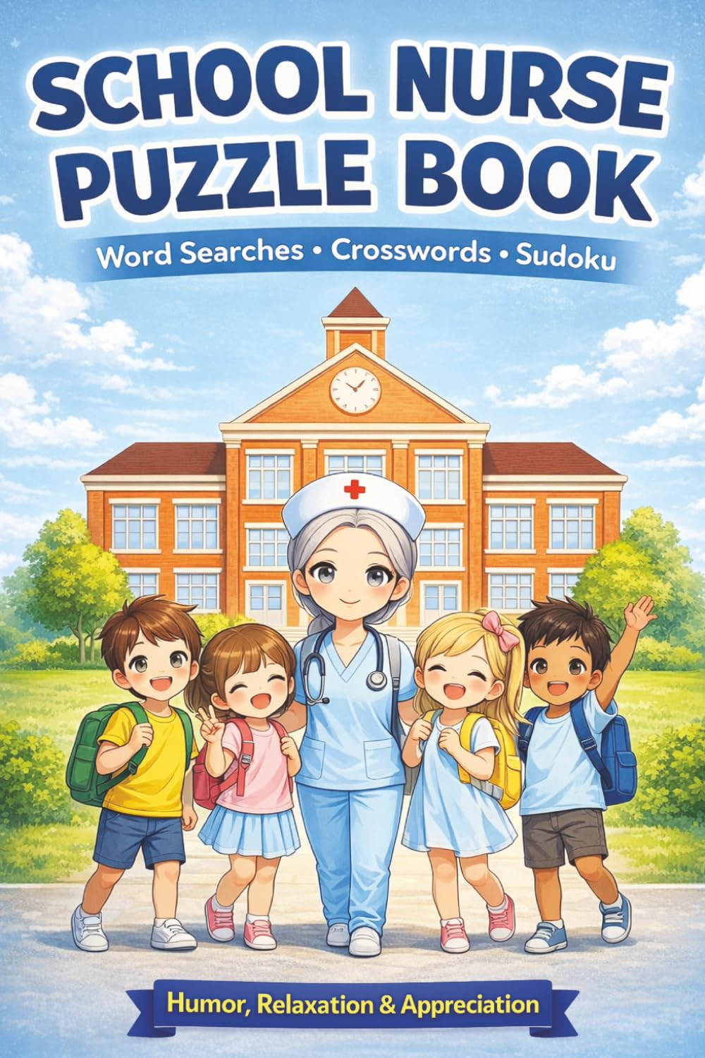 School Nurse Puzzle Book: Fun Word Searches, Crosswords & Sudoku for School Nurses | Stress Relief Brain Games with Humor & Appreciation | 75+ Puzzles & 50 Quotes | Easy to Read, 6x9 inches
