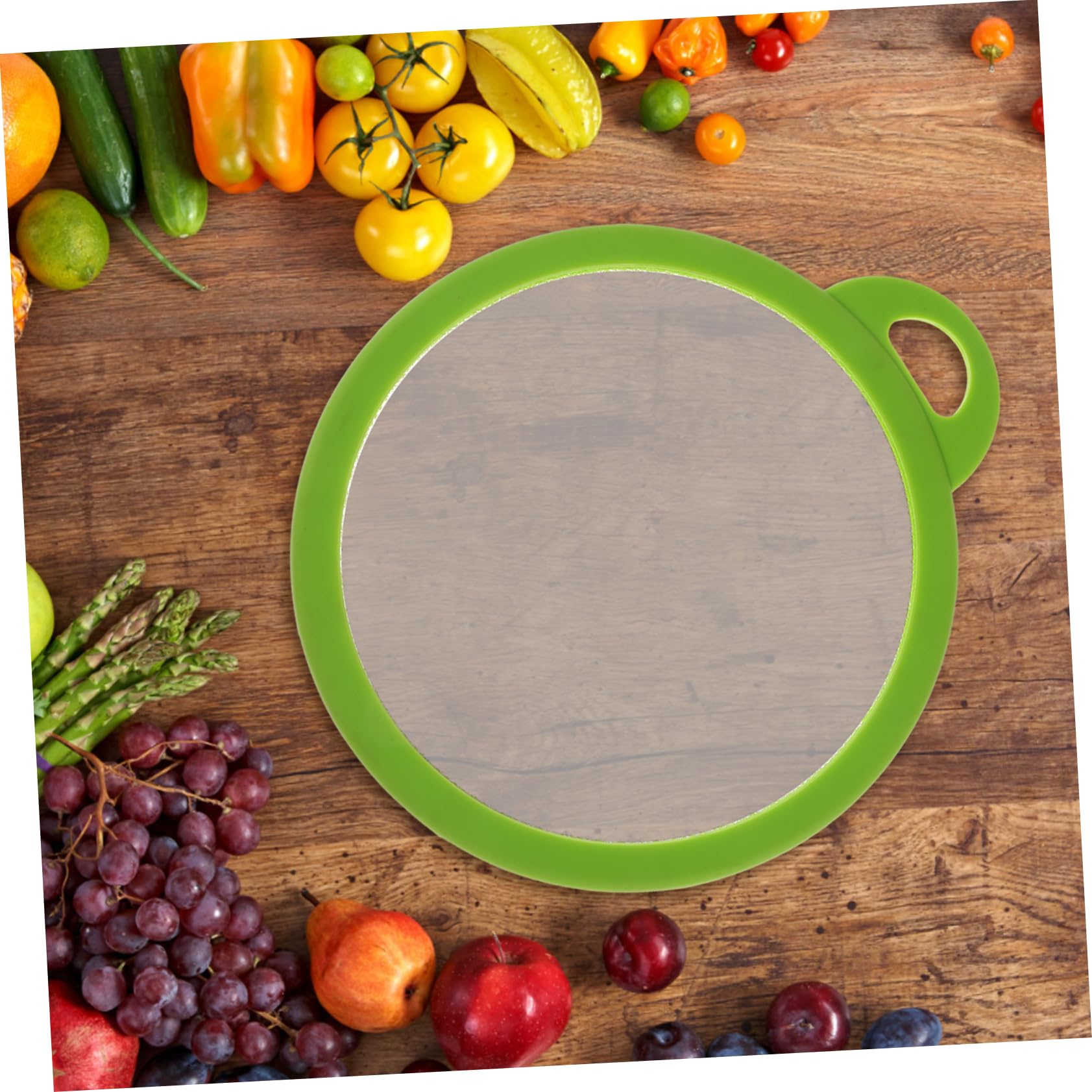 VOSAREA Planche à Découper Ronde Épaisse Verre Résistant Aux Rayures Planche à Découper Polyvalente Pour Cuisine Légumes Et Viande Antidérapante