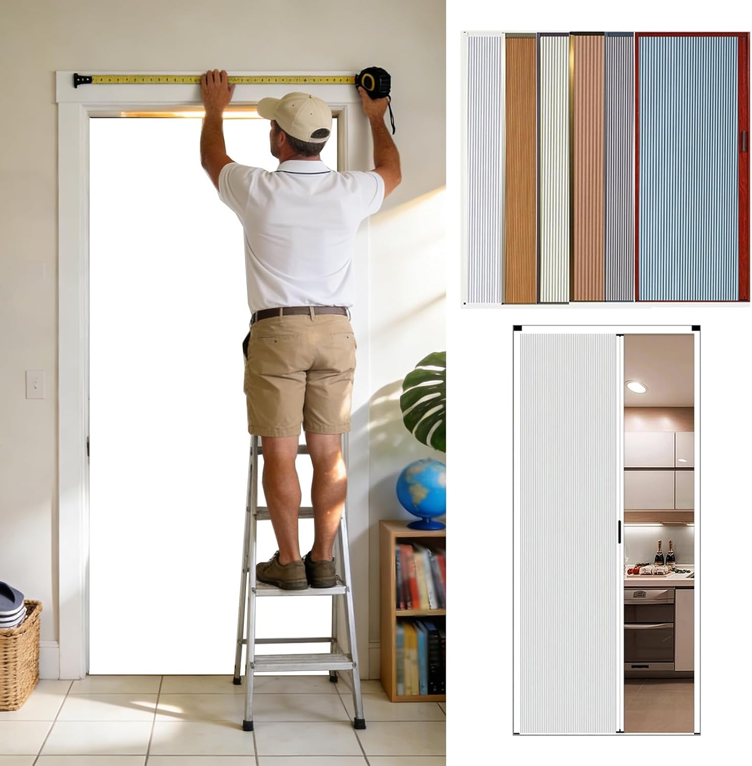 Puerta plegable interior sin taladrar, aluminio y panal, CMYUN