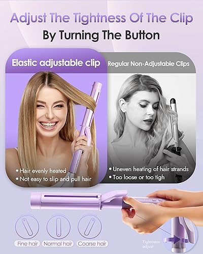 Miniatura 2 de NOVUS Rizador de pelo de 1.5 pulgadas, con ajuste ajustable, iones negativos de 1 12, rizador de pelo de barril grande, rizador biónico de doble