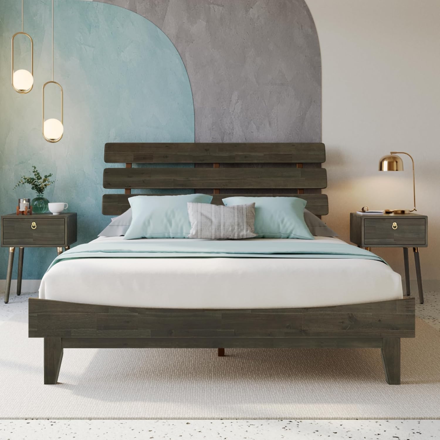 Bme Caden 15'' Bed Frame with Adjustable Headboard Mid