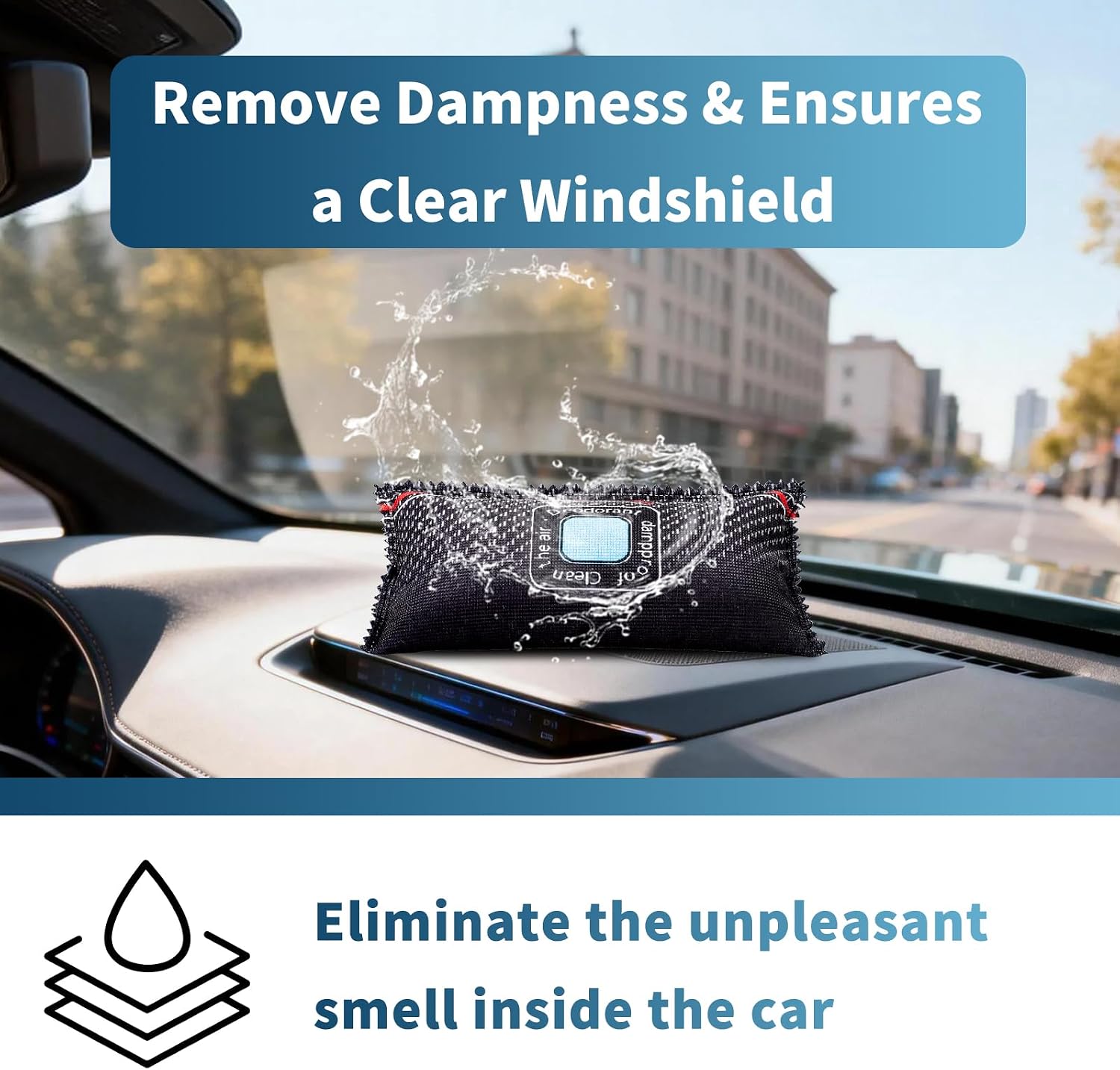 Kwak's Car Dehumidifier Bags Reusable,Portable Silica Gel Desiccant Packs for Car Interior Dashboard Windshield Condensation Remover (1)