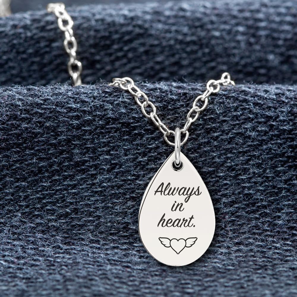LeCalla Personalized Customized Actual Fingerprint Engraved Oval Memorial Thumb Print Necklace for Women Teen