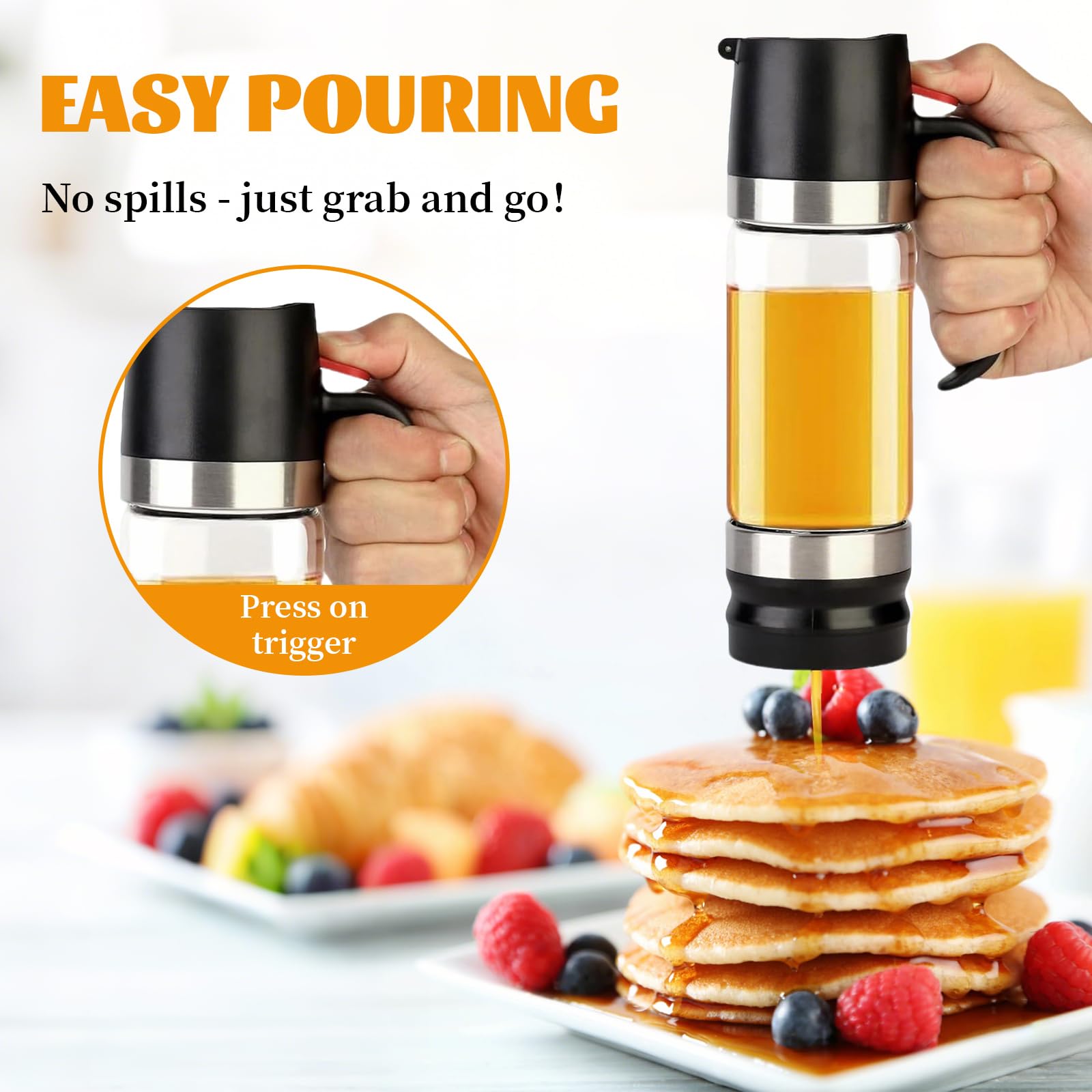 Fleymu Honigspender 300ml Mit Push-Drip System - Tropfenfrei Für Sirup & Marmelade