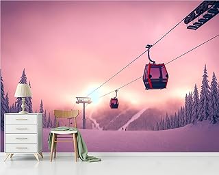 Peel and Stick Wallpaper Cable car ski Slope Hochficht Large Wall Mural Removable Wallpaper Self Stick Vintage Wall Decor for Living Room Bedroom Office