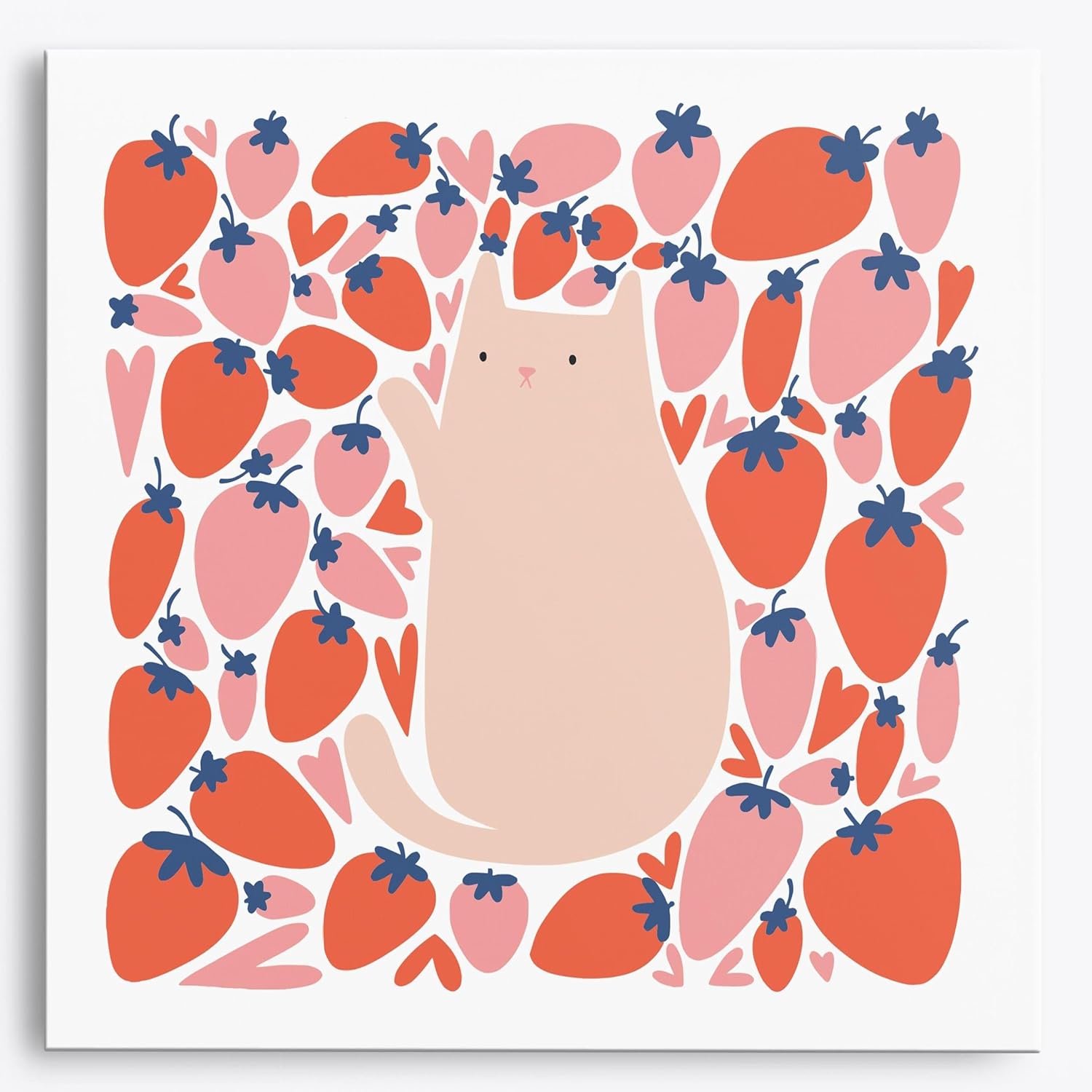 Craftoria Paint by Numbers for Adults 20x20cm Framed Strawberry Cat Mini Kit