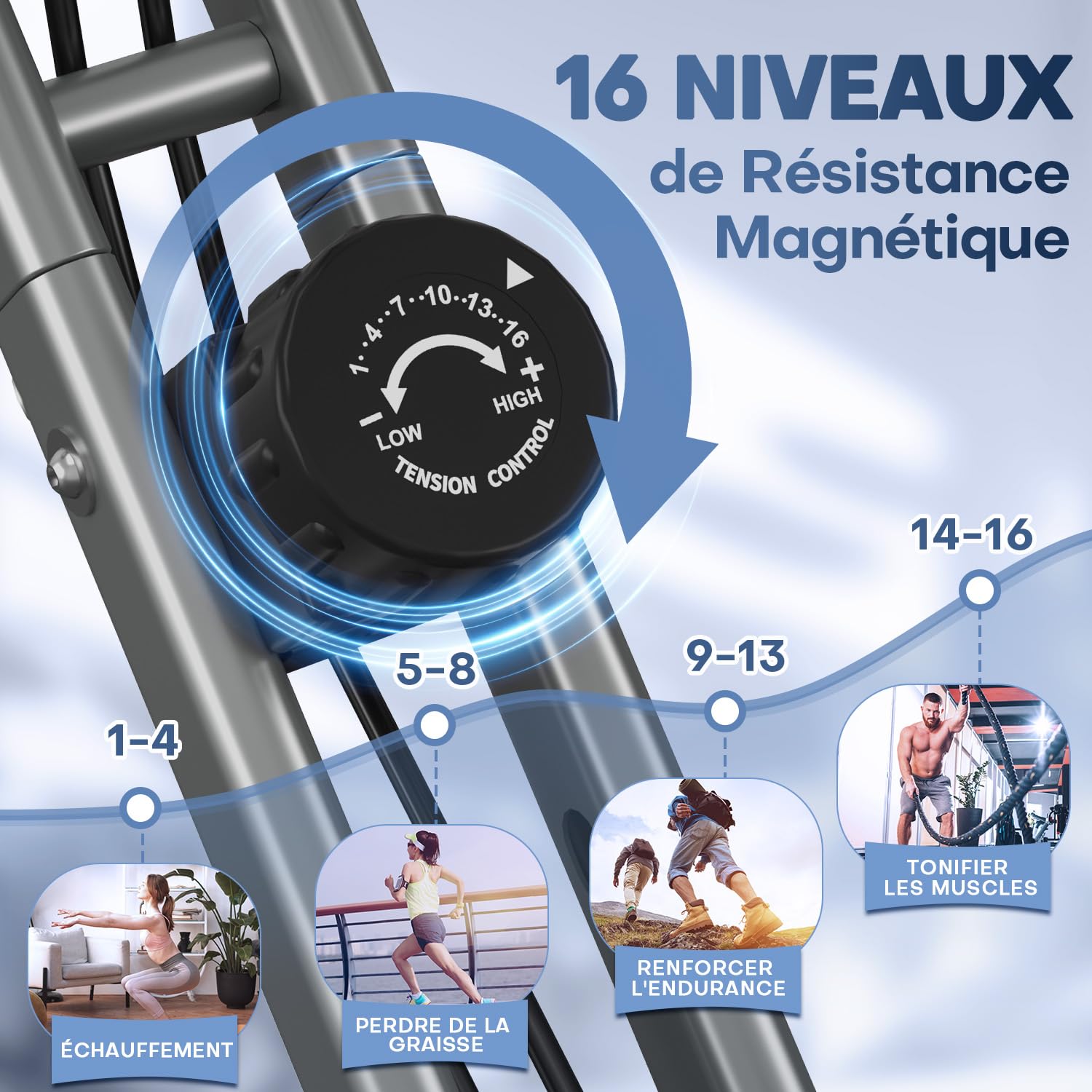 Velo d Appartement Pliable, VANNECT Vélo d' Appartement avec LCD et Mesure du Pouls Manuel, 16 Niveaux de Résistance, Vélo d’Exercice avec Support pour Tablette, Rangement Pliable, Capacité 160KG