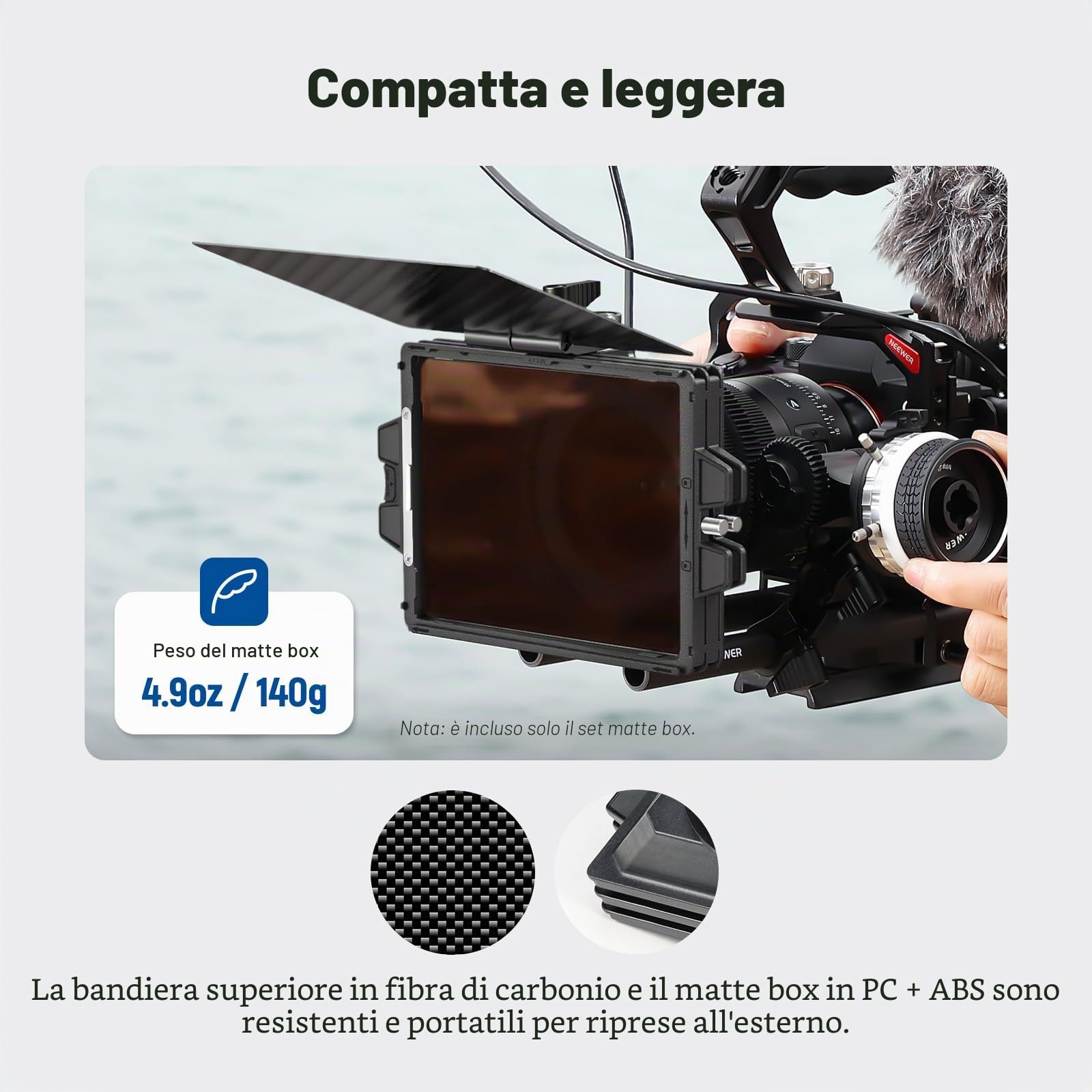 NEEWER Mini Matte Box con Due Coinici per Filtri da 4"x5,65", 4 Adattatori per Lenti Circolari, Compatibile con SmallRig Accessori Compatibile con K&F NISI TIFFEN NEEWER Filtro Cinematografico, PG002