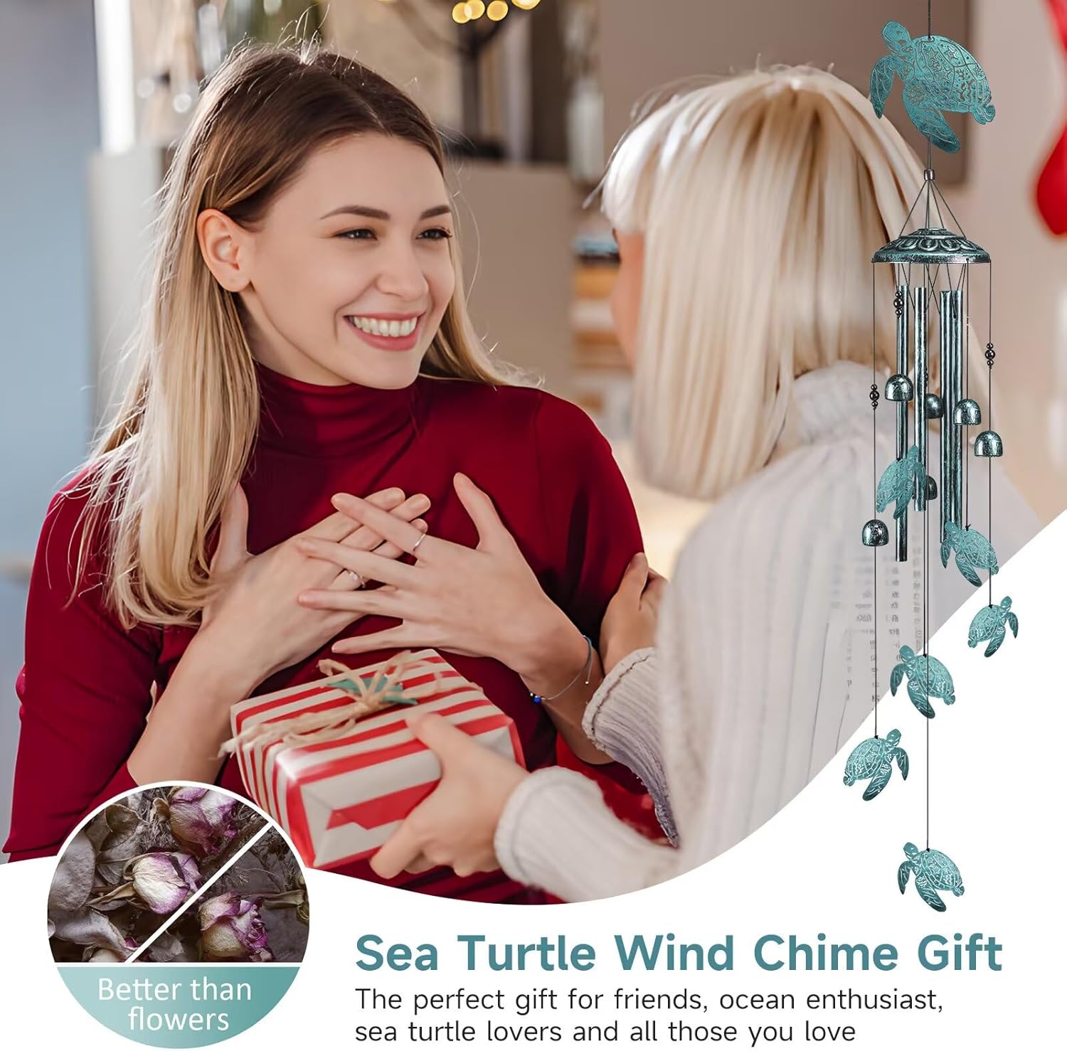 Sea Turtle Wind Chimes for Outside,41" Metal Windchimes, Housewarming/Halloween/Festival/Memorial Turtles Gifts for Women/Men, Sea Turtle Decor for Outside, Patio or Yard, Garden - Image 6