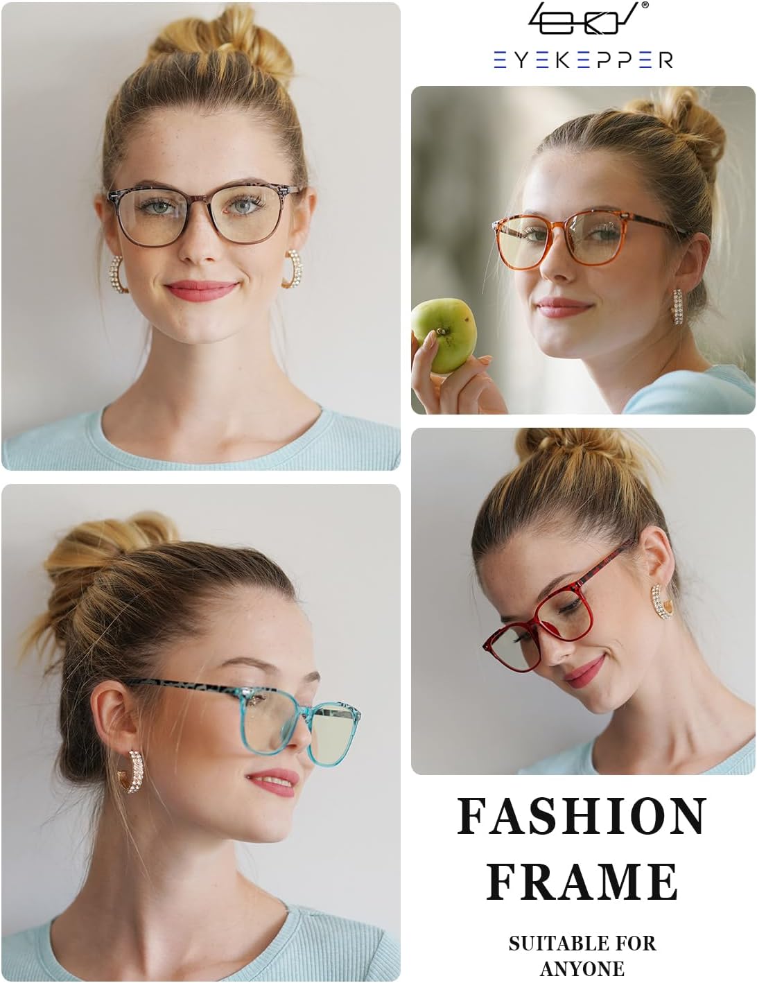 Eyekepper 4 Pack Oversized Reading Glasses Blue Light Blocking Computer Eyeglasses +1.75