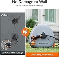 Vista 3 de Giraffe Tools - Carrete de manguera retráctil de 1/2 pulgada x 100 pies, carrete de manguera de jardín resistente para montaje en el suelo