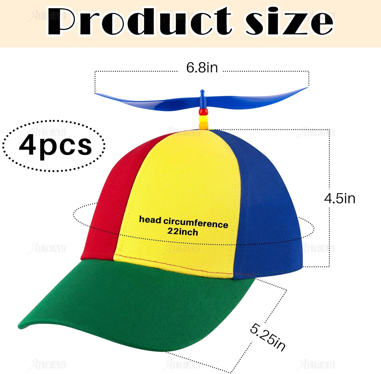 AUEAR, Detachable Adult Propeller Hat Baseball Cap Rainbow Top Hat Brightly Rainbow - Image 2