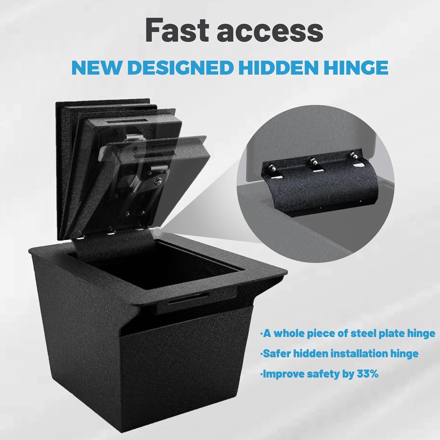 Center Console Gun Safe Vault - CZCHENSEN Vehicle Safe Vault Compatible with Honda HRV 2023-2026, Anti-Theft High Security Armrest Lock Box with Biometric Fingerprint Lock with Backup Key.