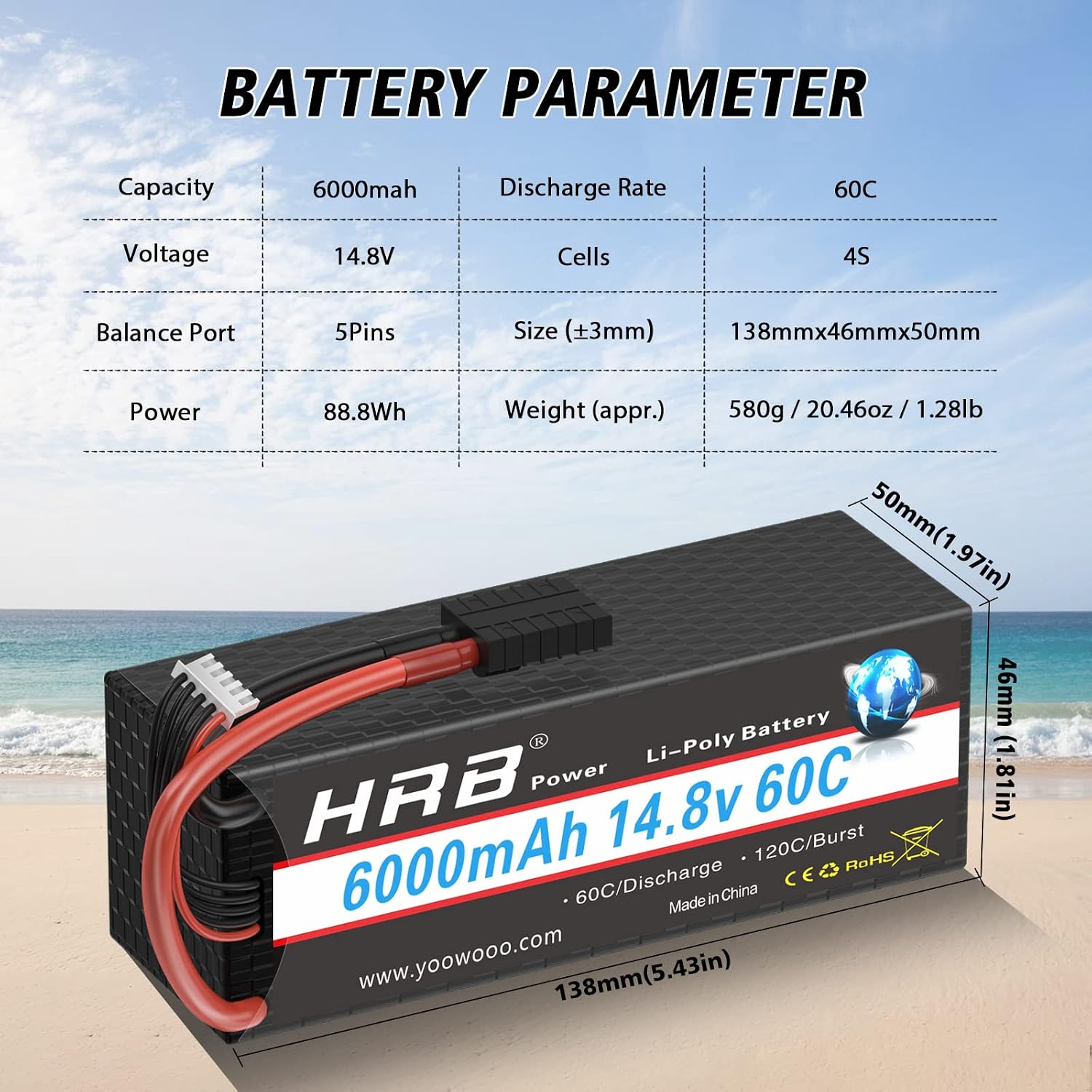 40% оƒƒ Dіѕсоunt HRB 2Packs 4S 6000mah 14.8V 60C High Capacity Lipo Battery Hard Case for 1/8 1/10 Scale Electric RC Buggy Truggy Crawler Monster Car Boat Truck Slash 4X4 RC Airplane RC Helicopter RC Boat Bеѕt Sеllеr HRB 2Packs 4S 6000mah 14.8V 60C High Capacity Lipo Battery Hard Case for 1/8 1/10 Scale Electric RC Buggy Truggy Crawler Monster Car Boat Truck Slash 4X4 RC Airplane RC Helicopter RC Boat
