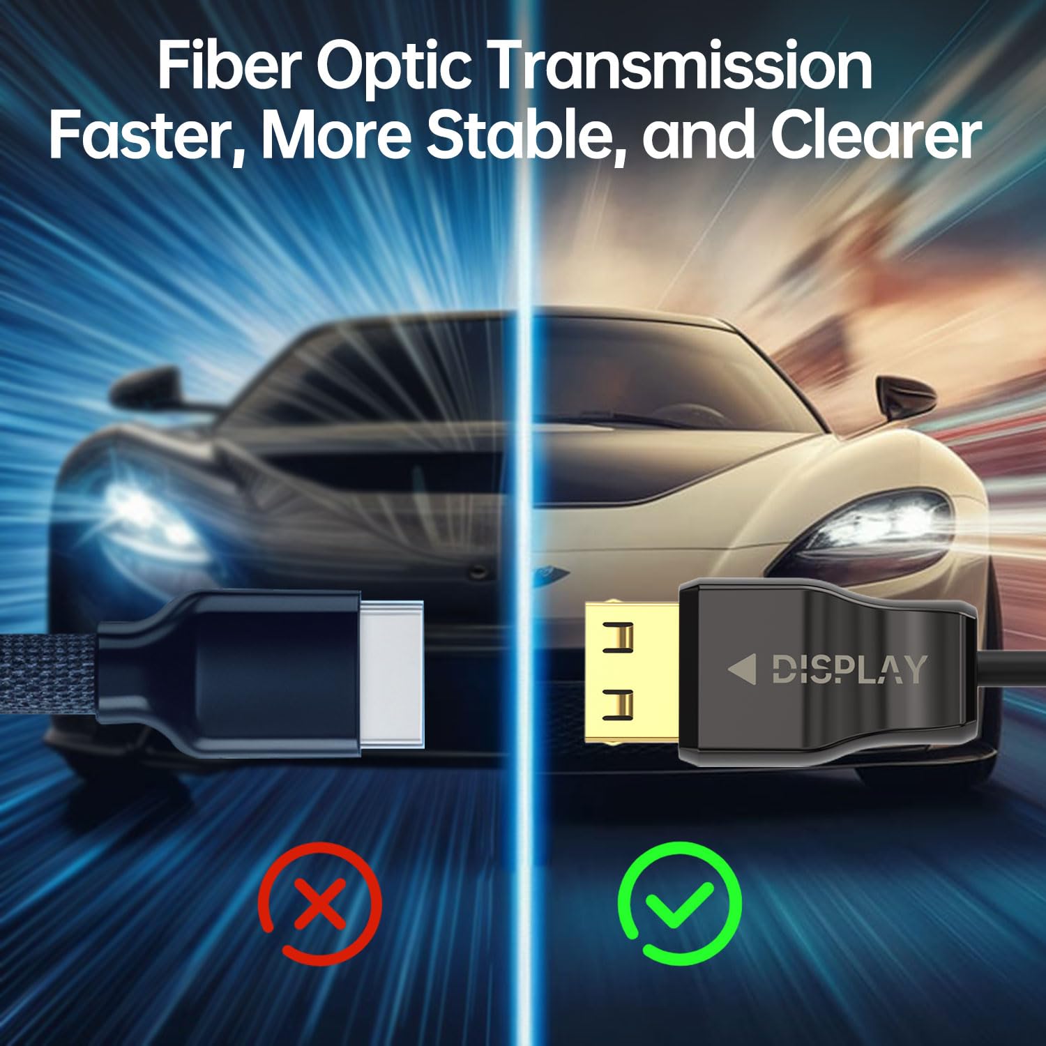 Cable HDMI de fibra óptica 8K con clasificación CL3 (65 pies), cable HDMI 2.1 de 48 Gbps de largo [8K a 60 Hz, 4K a 120 Hz] con conector de bloqueo, compatible con televisores, pantallas,