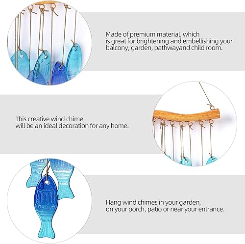 Miniatura 3 de Campanillas de viento de cristal azul para el hogar, fiesta en la playa, decoración de festivales, jardín de cristal, patio, porche,