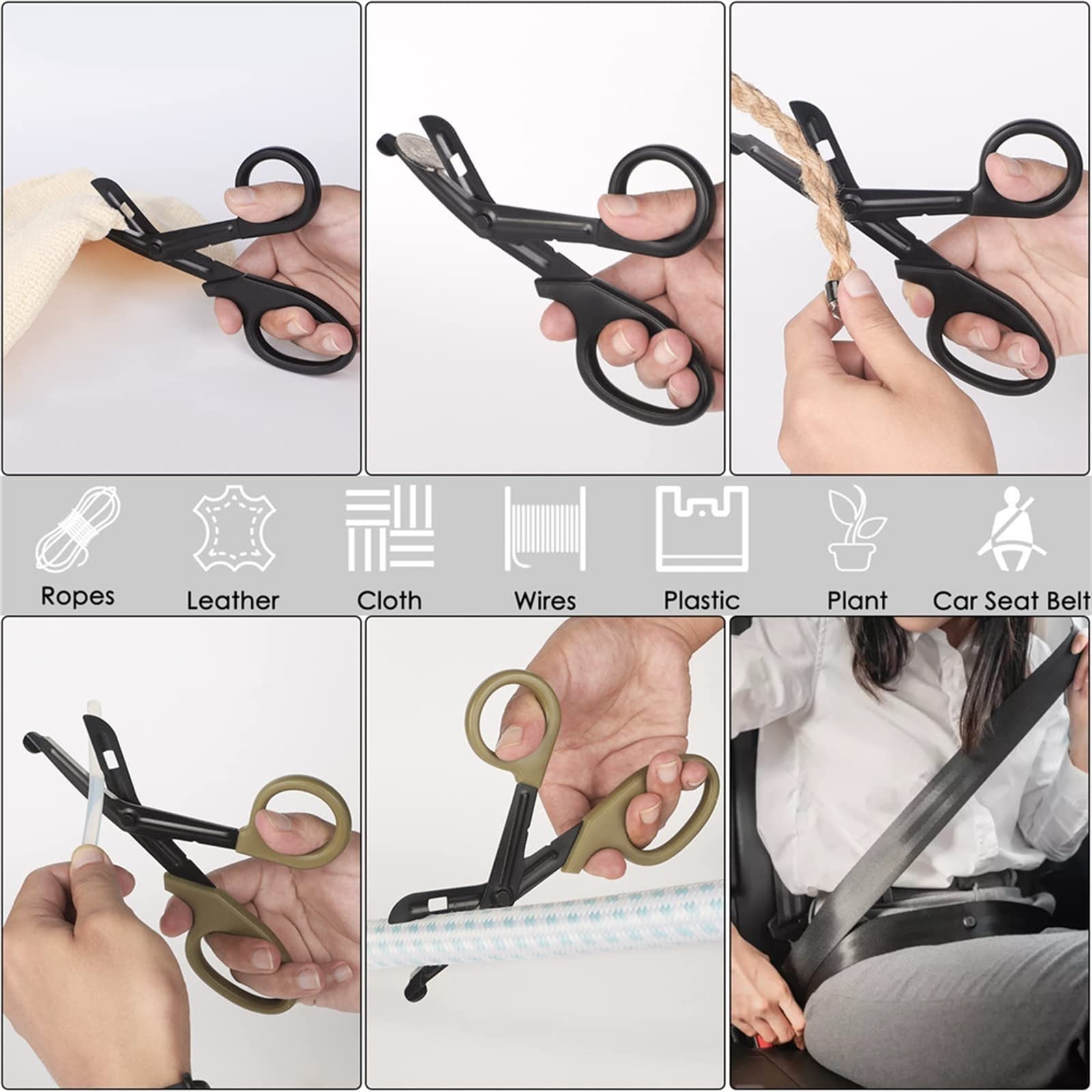 Tijeras de Rescate médico, Mango de plástico, Gasa para heridas de Acero Inoxidable, Tijeras de Primeros Auxilios, práctica Enfermera al Aire Libre S