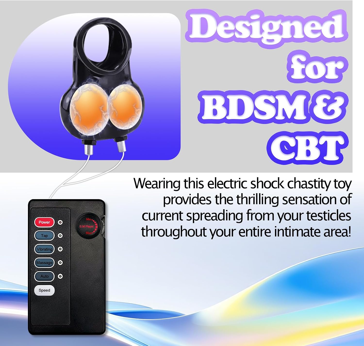 Electric Shock Chastity Devices Ball Cage CBT Scrotum Restraints with Adjustable Current Strengths Scrotal Bondage Gear Accessories Cock and Ball Torture Testicle Crusher BDSM Toys for Men Couples