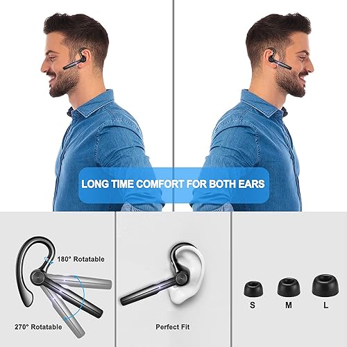 Miniatura 8 de Bluetooth Headset with Microphone,48Hrs V5.3 Handsfree Wireless Headset Bluetooth Earpiece for Cell PhoneBusinessOfficeDrivingTrucker