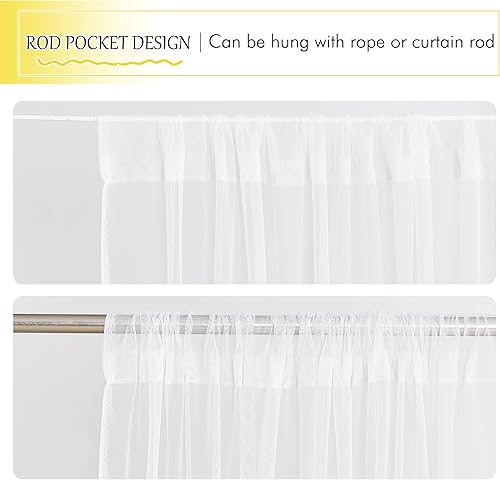 Miniatura 5 de NICETOWN 2 paneles de cortinas de mosquitera impermeables para porche, patio, cenador, pérgola, cortinas de tul transparente con bolsillo para