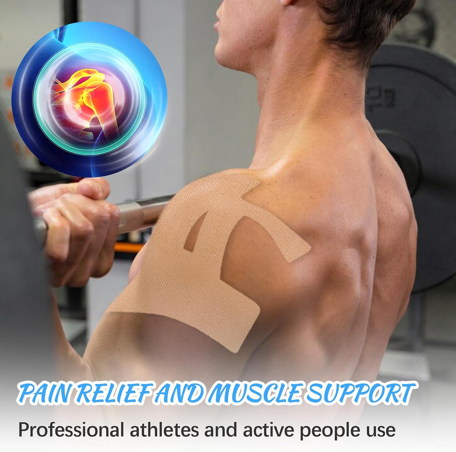 12Pcs Kinesiology Tape for Shoulder Precut Strips Shoulder Brace Elastic Sports Kinesiology Tape for Pain Relief Rotator Stability Muscle Support, Waterproof Breathable Hypoallergenic Skin Tone