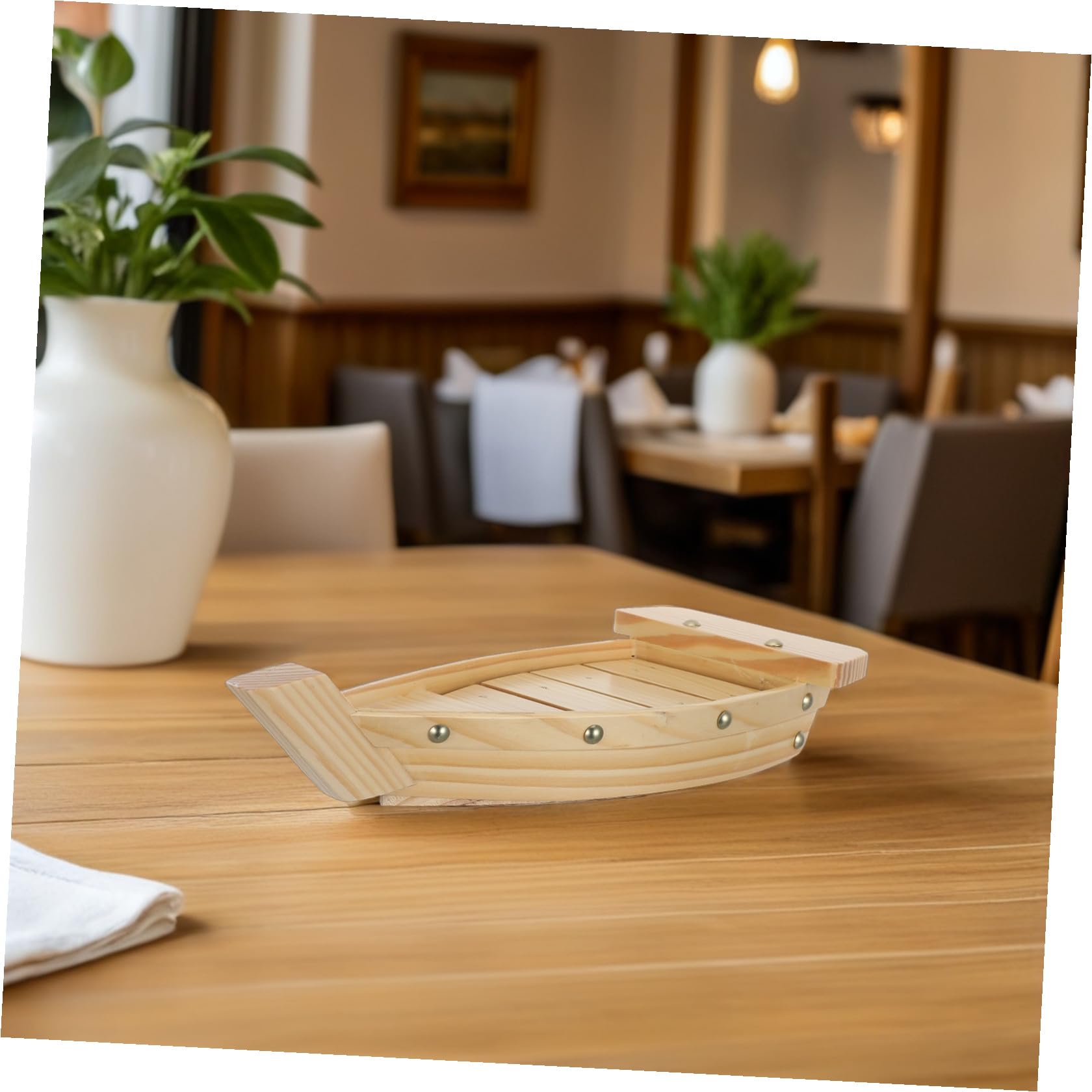 Sewroro Assiette à Sushis en Bois Ambiance Noël, Plat Bateau Japonerie