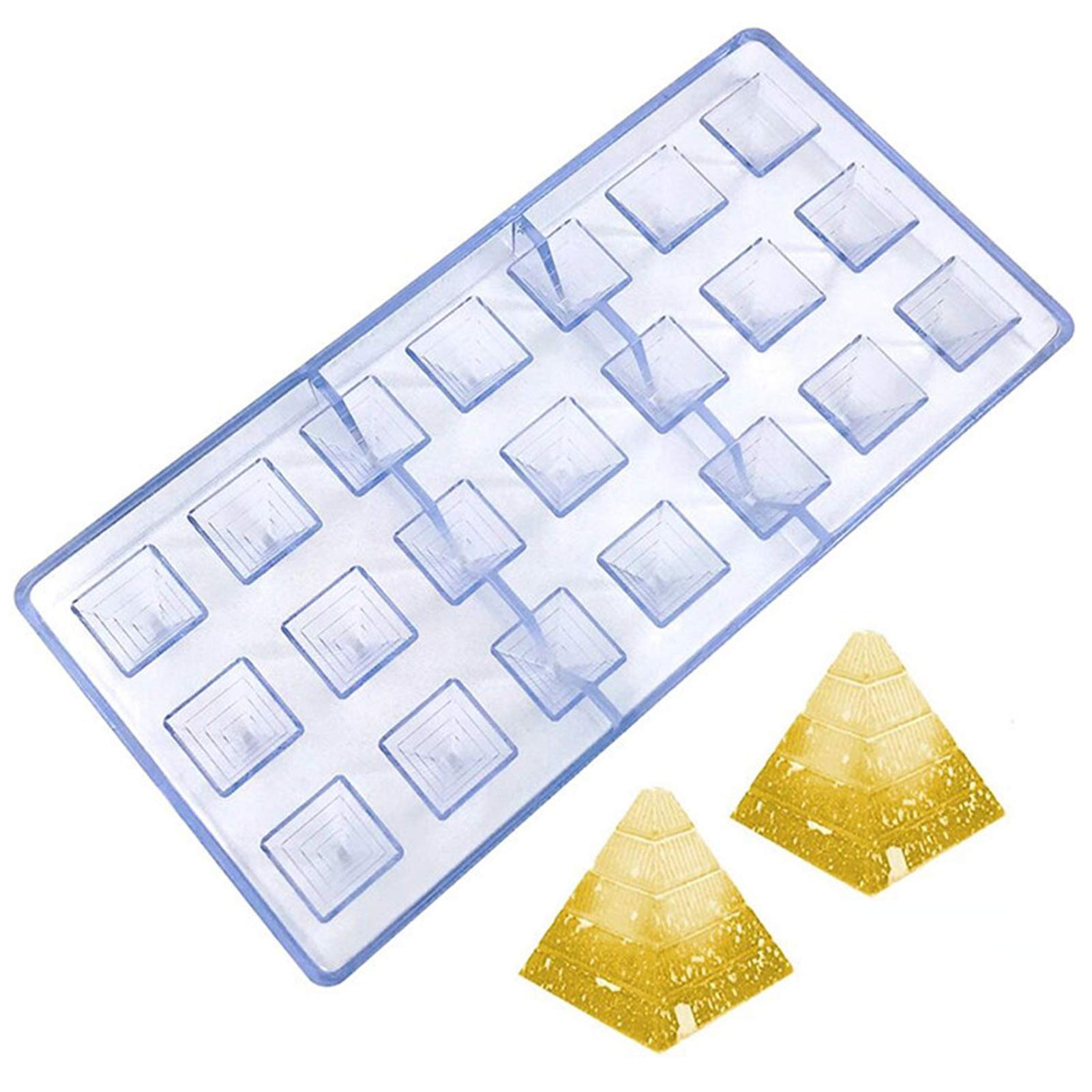 DUBENS 21 Cavity 3D Pyramid Shape Polycarbonate Chocolate Mould Creative Fondant Moulds Candy Cake Mold Kitchen Baking Pastry Tools Kitchen Tools