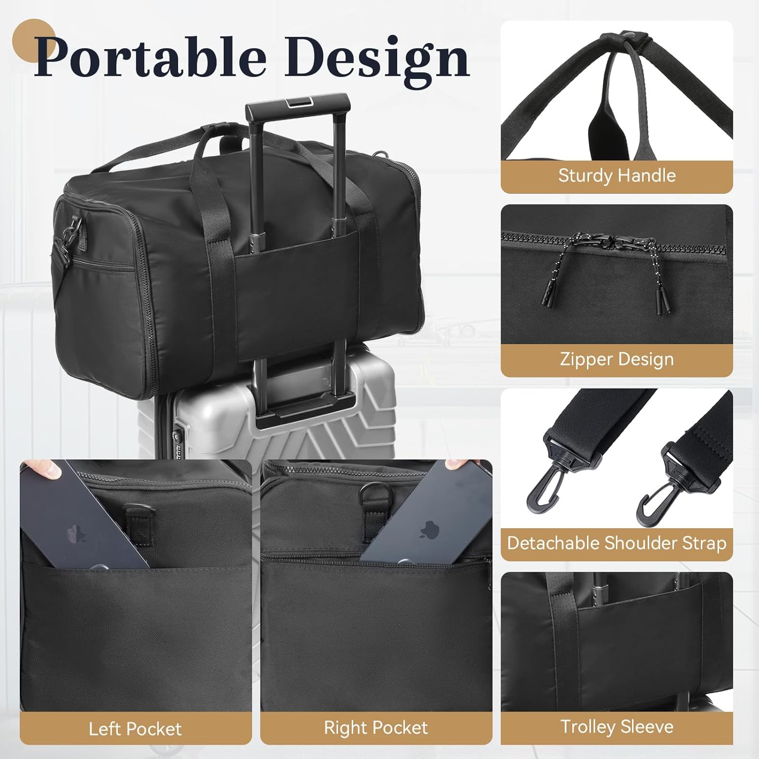 36L Travel Garment Bag with Strap, Water-resistant Hanging Suit Travel Bag, Carry on Convertible Garment Duffle Bag for Women Men