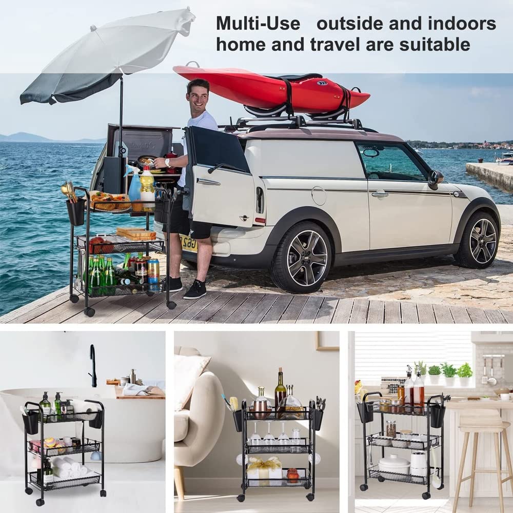 COSWE Chariot De Rangement à 4 Niveaux En Maille Métallique