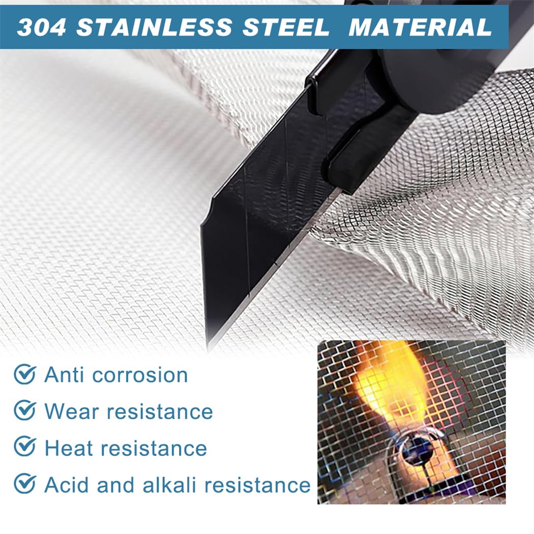 Wire Mesh Screen Stainless Steel Metal Mesh Vent Screen 15'' x 78.7‘’ Fine Wire Meshes Roll Rodent Proof for Vents Filters Garden 40mesh