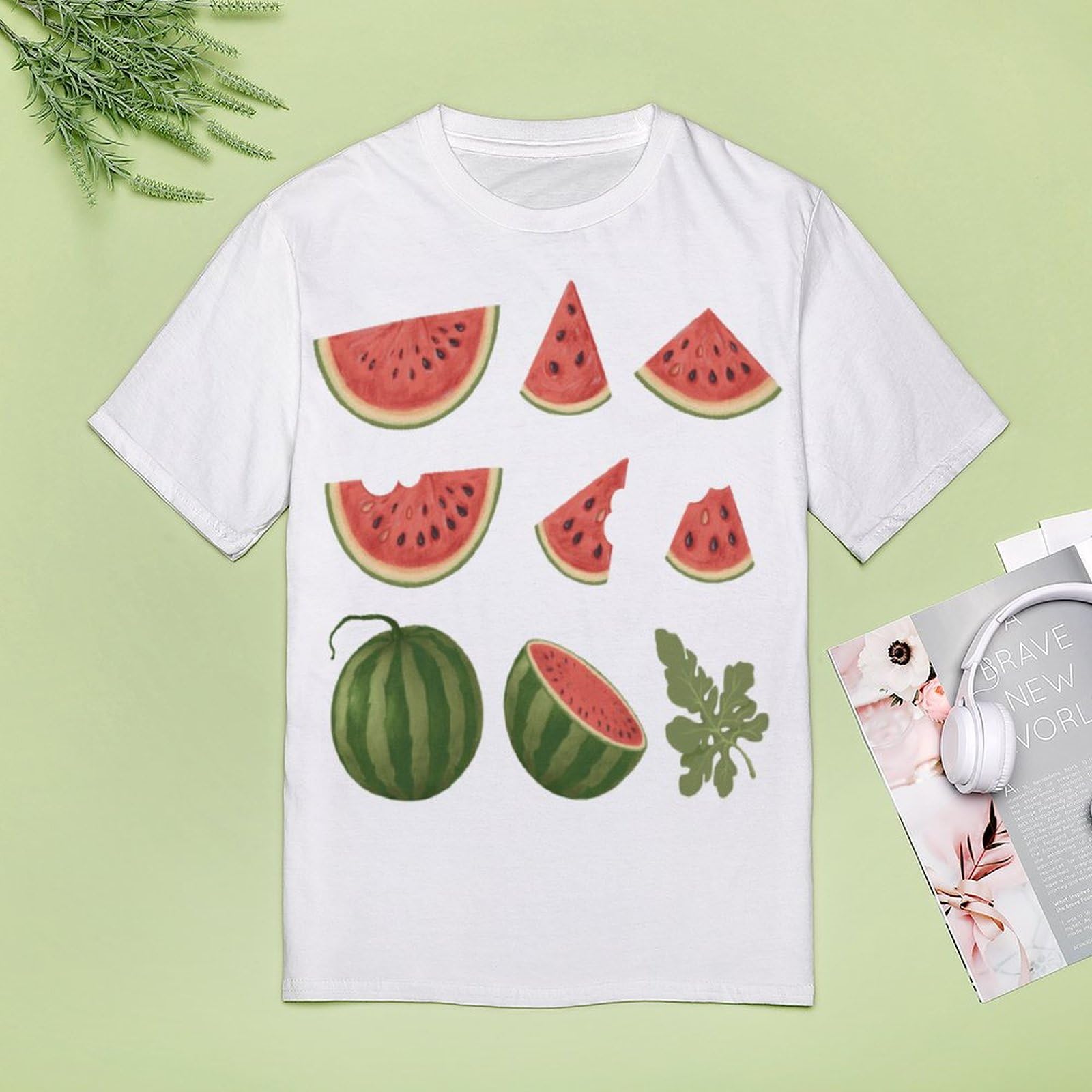 Amazon.co.jp: Tシャツ レディース 西瓜柄 スイカ柄 すいか柄 半袖