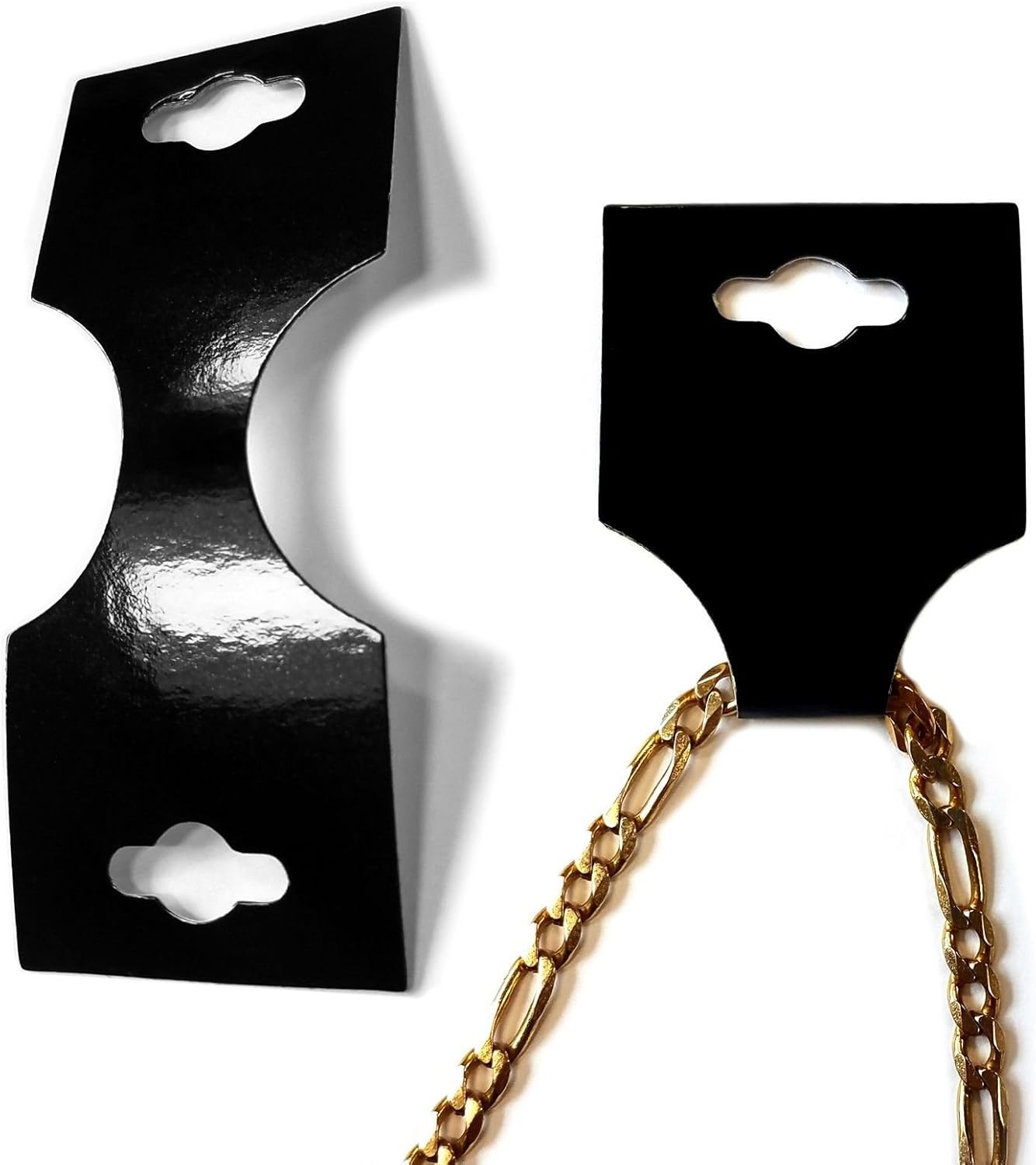 Jewelry Fold Over Tags to Display Necklaces, Bracelets & Scrunchies - Gloss Black, 500 Pack