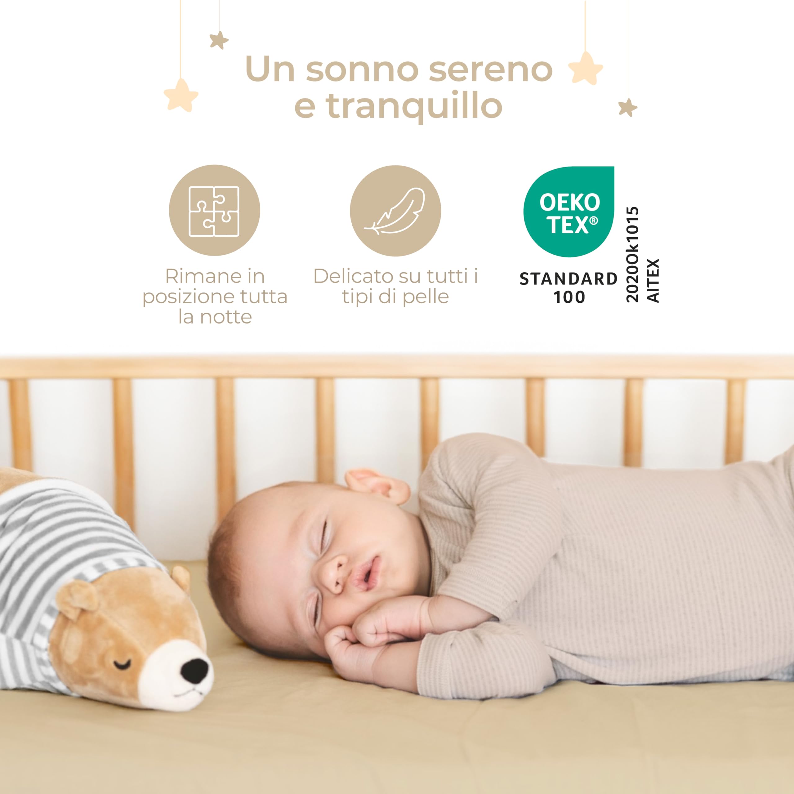 Dreamzie Set 2 Lenzuola Lettino Neonato 60x120 Cotone - Lenzuolo Con Angoli, Oeko-Tex Certificato - Lenzuola Culla Lettino 60x120 - Beige/Bianco