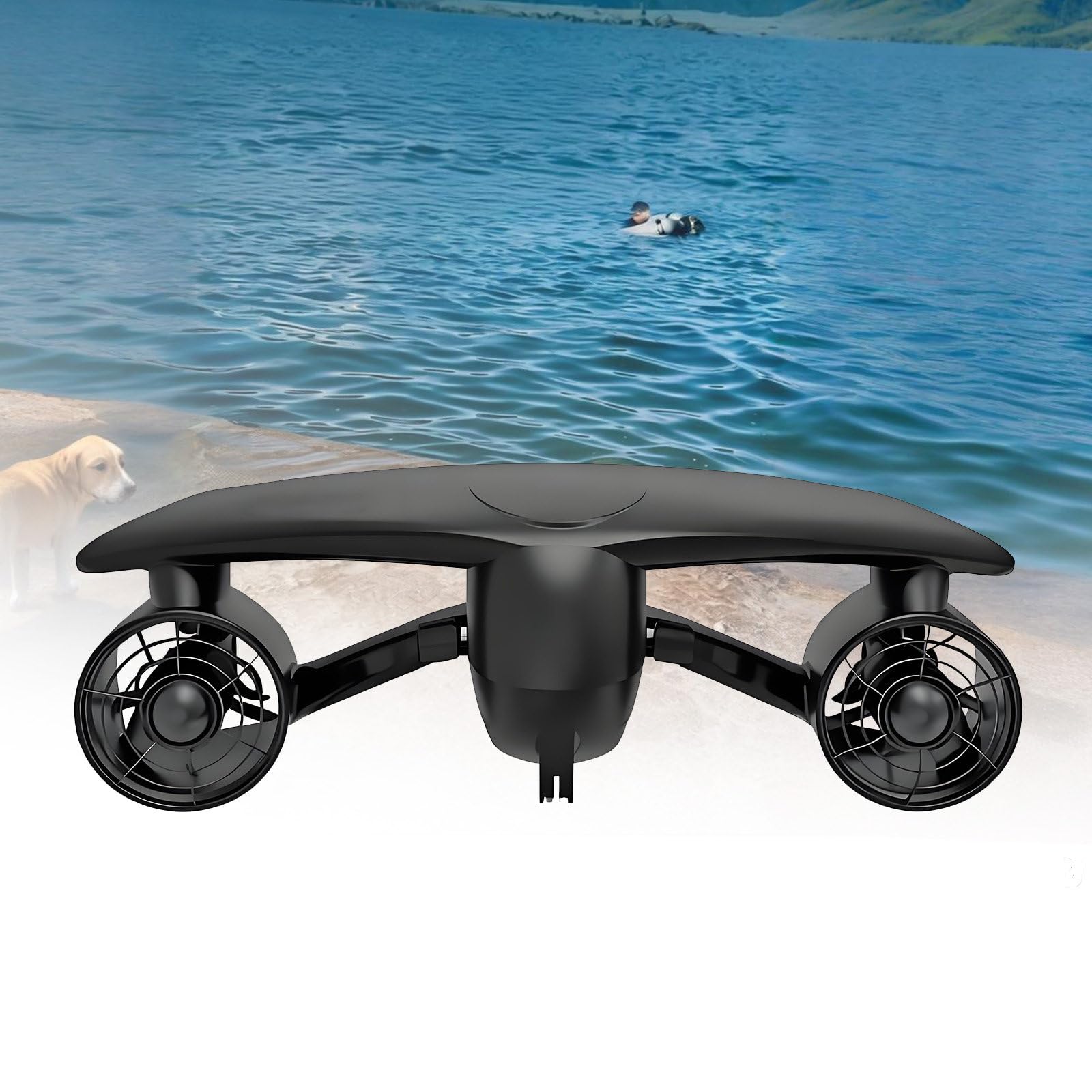 GIZMIT Underwater Scooter, Dual Motor Sea Scooter with Action Camera Mount, 2 Speed Modes, 60 Min Runtime, Removable Battery for Family Diving, Snorkeling, Pool Swimming Black