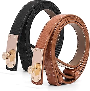 Asaloy Women's Thin Leather Belts with Turn Lock Buckle,Belt Women Adjustable for Pants Dresses Jeans Coats