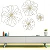 Bellaa 23271 Gold Flower Metal Wall Art Set of 4 Minimalist 3D Contemporary Modern Abstract Large Sculpture Living Room Boho Decor Outdoor Garden Patio Farmhouse
