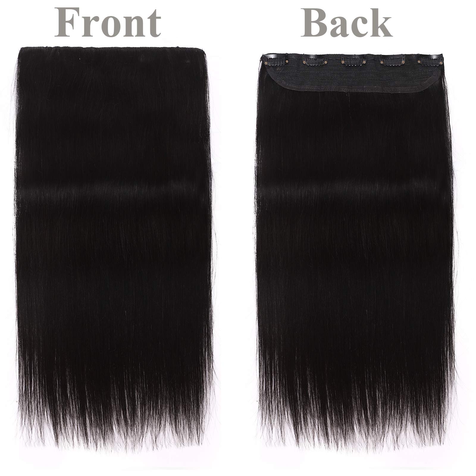 SEGO Extension Capelli Veri Clip Fascia Unica Folta 55cm 100g 100% Remy Human Hair Extensions Singole Larga #1 Jet Nero