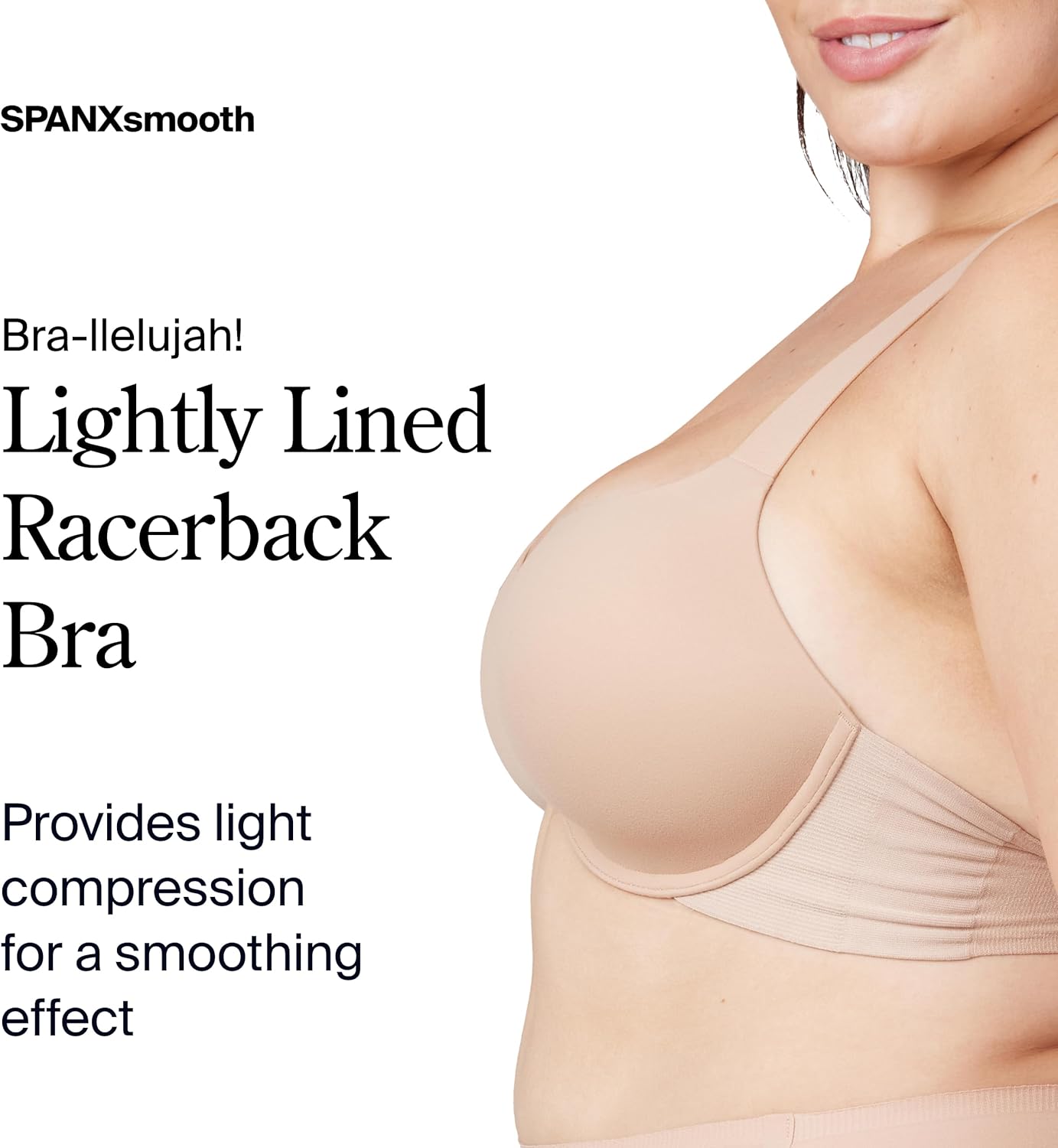 Spanx Smooth Bra-Llelujah! Lightly Lined Racerback Bra - Full Coverage Comfort and Front Closure - Everyday T-Shirt Bra - Image 2