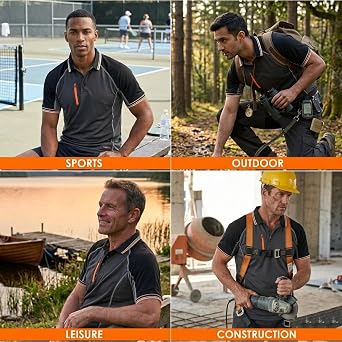 WrightFits Core Active Men’s 2-Tone Work Polo Shirt - Zipper Chest Pocket