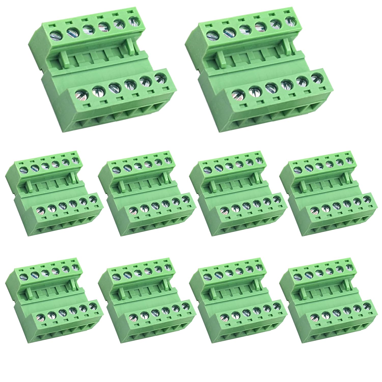 DaFuRui 10pairs 6 Pin 5.08mm Pitch PCB Mount Screw，10Pcs 6 Pin Phoenix Type Connector PCB Mount Screw Terminal Block Connector with 10Pcs 6Pin Plug
