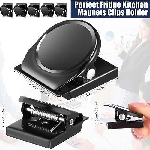 Miniatura 2 de Tenceur 54 clips de imanes para refrigerador, clips magnéticos de metal resistentes para pizarra blanca, clip magnético para casillero, clips para
