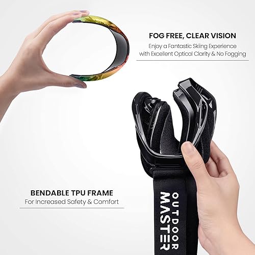 Miniatura 74 de OutdoorMaster - Gafas de esquí/snowboard para hombres, mujeres y jóvenes, 100% protección contra rayos ultravioleta, para usar sobre los anteojos