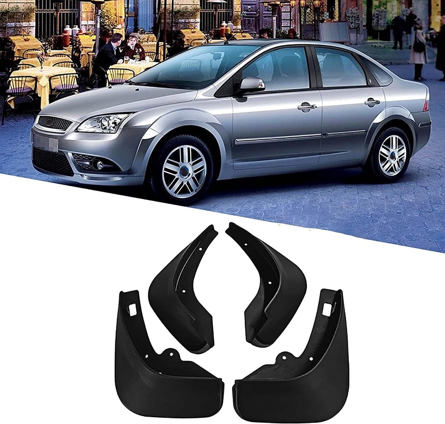 WeiYH No Drill Mud Flaps for Car Front Rear Wheel for Focus 1.8L 2005-2014